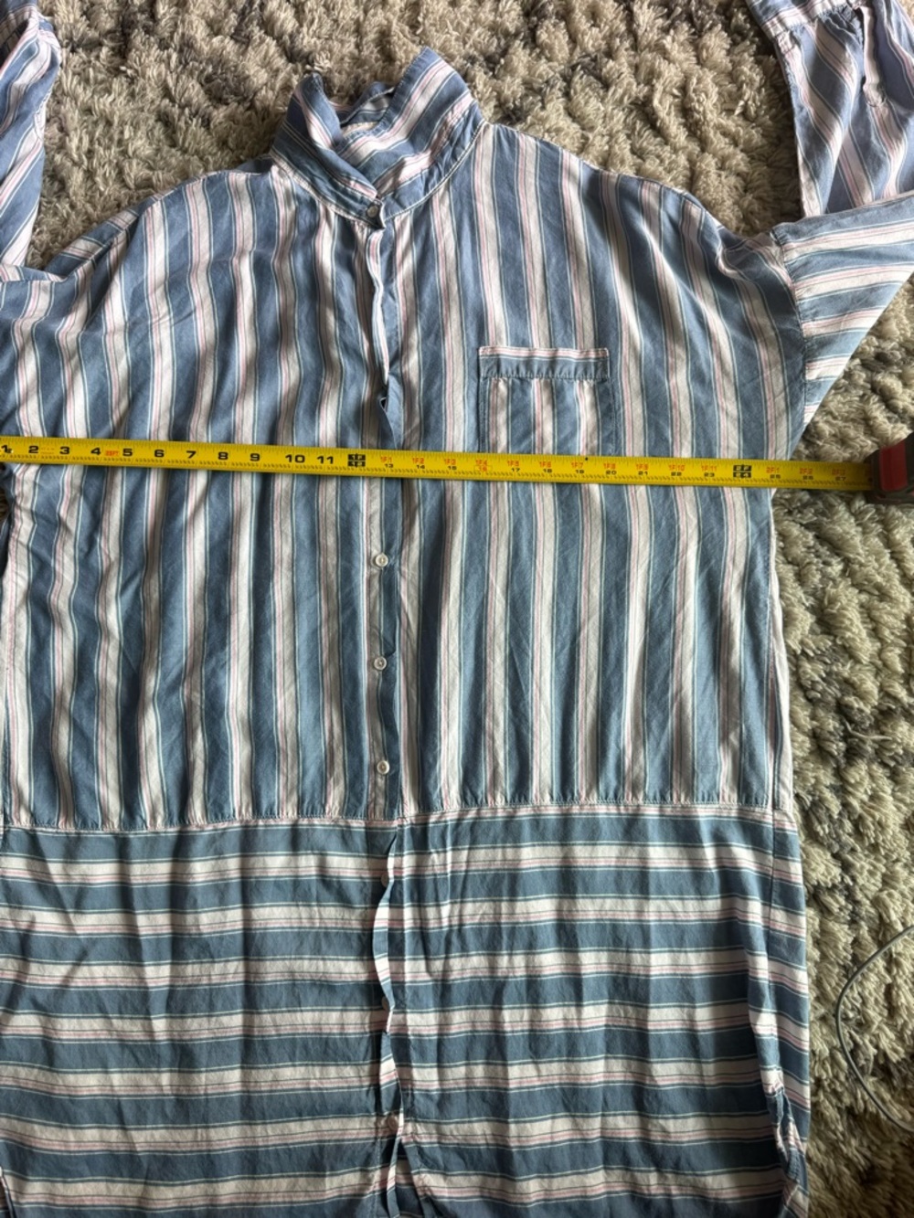 Blue and White Striped Button-Up Shirt Dress - Picture 5 of 5
